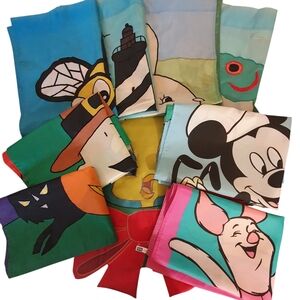Vintage 1990s Garden Flag Lot of 9 + Bonus - Disney, Peanuts, Holiday- READ DESC